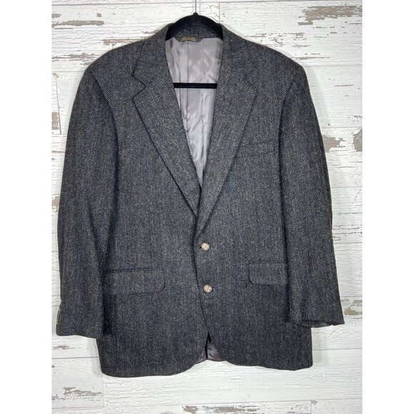 CARL STERR Wool Blend Blazer Gray Herringbone Sz 46R - Picture 1 of 6